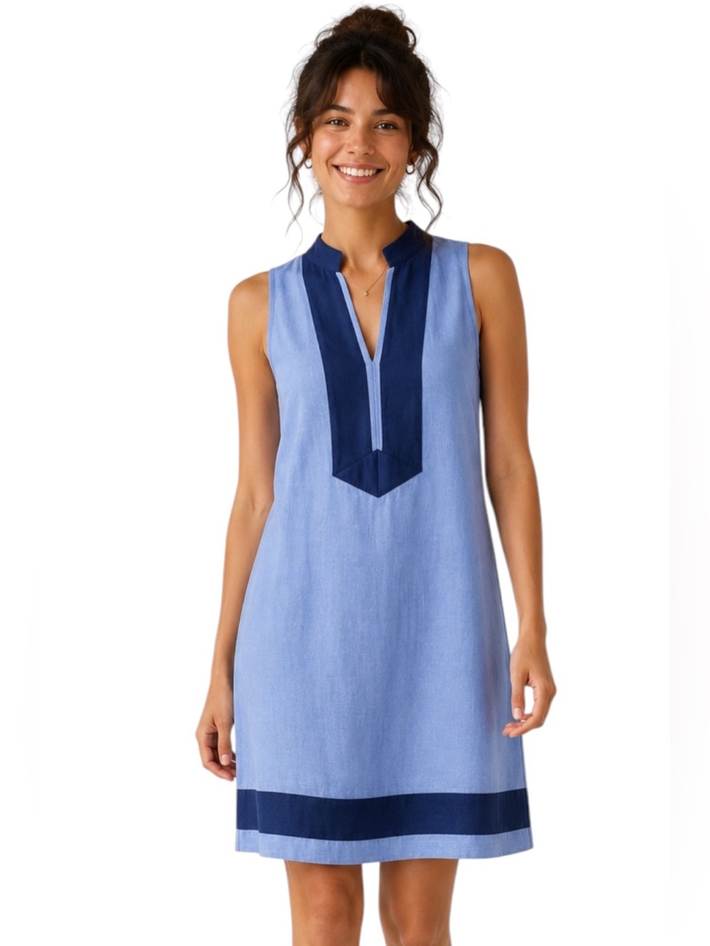 Sail to Sable – Classic Sleeveless Knit Dress Navy Hydrangea – Sz. XL